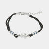 Bracciale in Acciaio in cordino nero con dettaglio centrale a forma di ancora