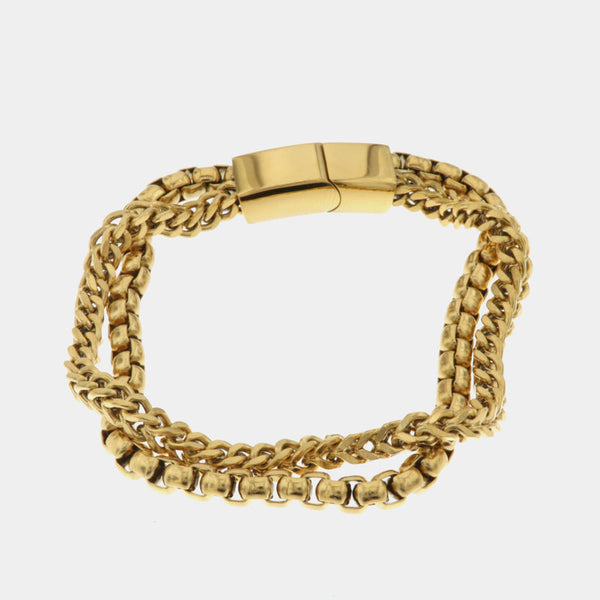 Bracciale in Acciaio doppio filo di intrecci con chiusura a magnete - BYSIMON gioielli