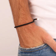 Bracciale in Acciaio in tessuto nero