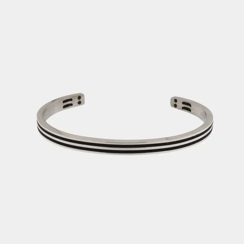 Bracciale in Acciaio rigido con strisce nere