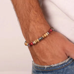 Bracciale in Acciaio con sfere multicolor e con elemento centrale in acciaio