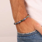 Bracciale in Acciaio con sfere multicolor e con elemento centrale in acciaio