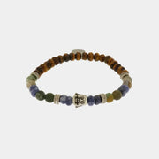 Bracciale in Acciaio con sfere multicolor e con elemento centrale in acciaio