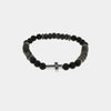 Bracciale in Acciaio con sfere nere e croce centrale in acciaio