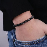 Bracciale in Acciaio con pietre nere