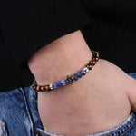 Bracciale in Acciaio con pietre colorate e simbolo centrale