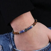 Bracciale in Acciaio con pietre colorate e simbolo centrale