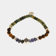 Bracciale in Acciaio con pietre colorate e simbolo centrale