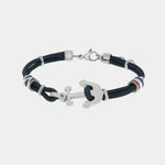 Bracciale in Acciaio con ancora e cordino nero