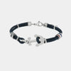 Bracciale in Acciaio con ancora e cordino nero