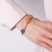 Bracciale in Acciaio a catena con pietre colorate