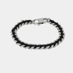 Bracciale in Acciaio con catene e cordino nero IJEWEL - gioiello BySimon
