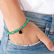 Bracciale in Acciaio con ancora e pietre verdi