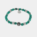 Bracciale in Acciaio con ancora e pietre verdi