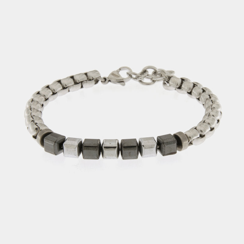 Bracciale in Acciaio con dadini neri IJEWEL - gioiello BySimon