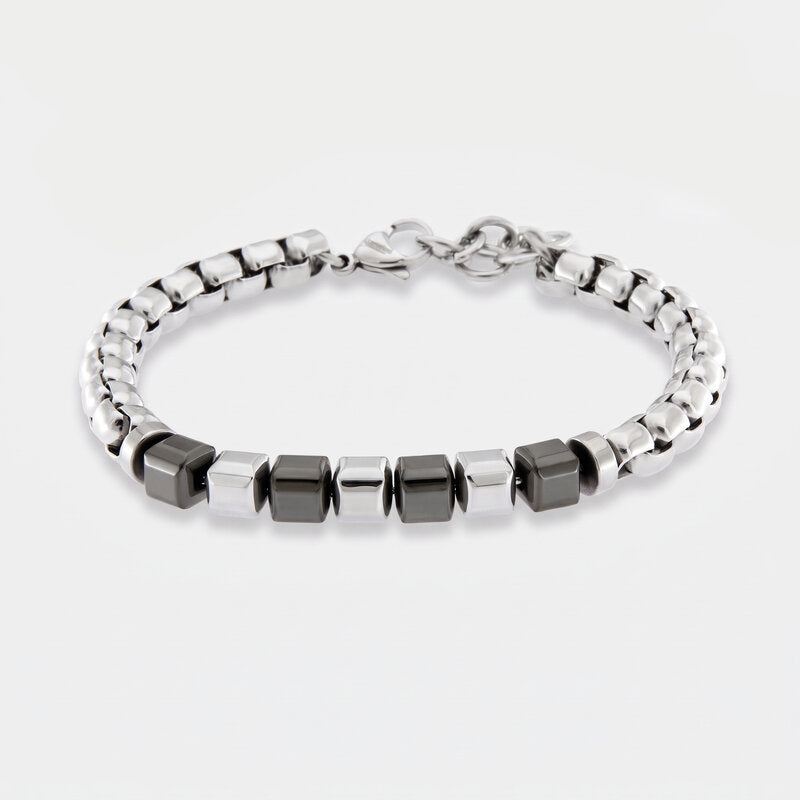 Bracciale in Acciaio con dadini neri IJEWEL - gioiello BySimon