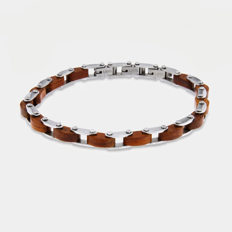 Bracciale in Acciaio intrecciato marrone - BYSIMON gioielli