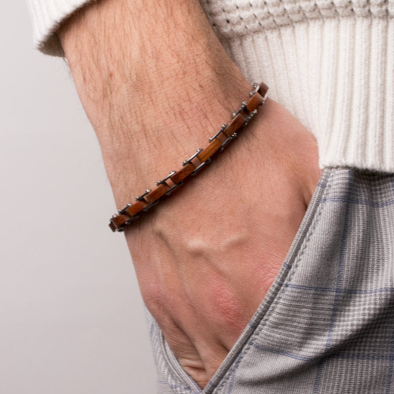 Bracciale in Acciaio intrecciato marrone - BYSIMON gioielli