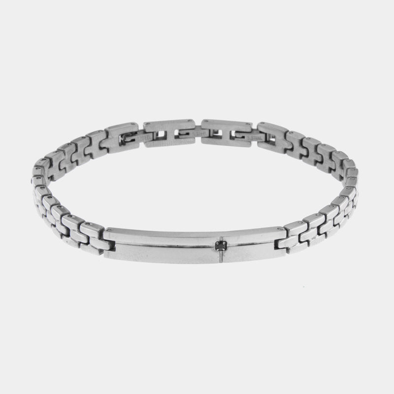 Bracciale in Acciaio con piastra e punto luce nero IJEWEL - gioiello BySimon