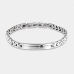 Bracciale in Acciaio con piastra e punto luce nero IJEWEL - gioiello BySimon