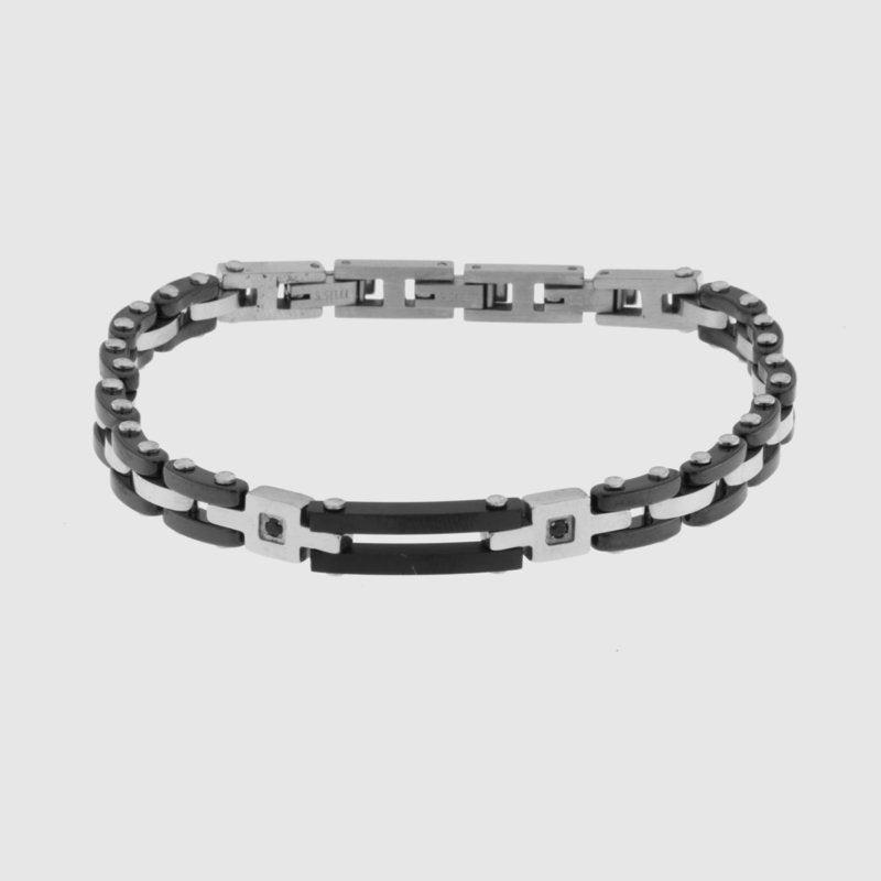 Bracciale in Acciaio con maglie larghe bicolore bianco/nero IJEWEL - gioiello BySimon