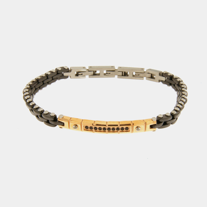 Bracciale in Acciaio bicolore nero/rosa