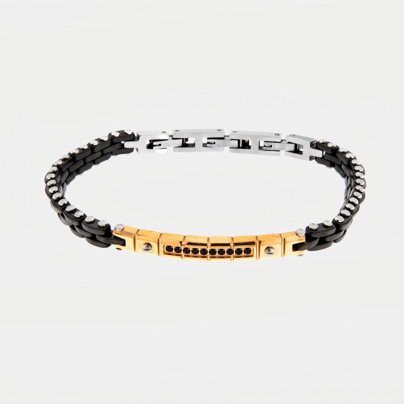 Bracciale in Acciaio bicolore nero/rosa - BYSIMON gioielli
