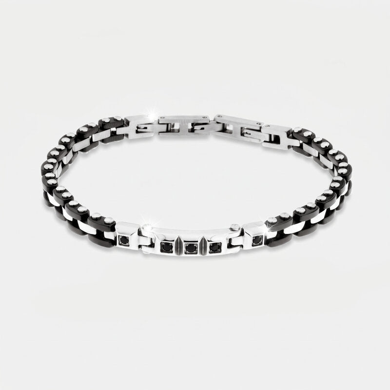 Bracciale in Acciaio bicolore bianco/nero IJEWEL - gioiello BySimon