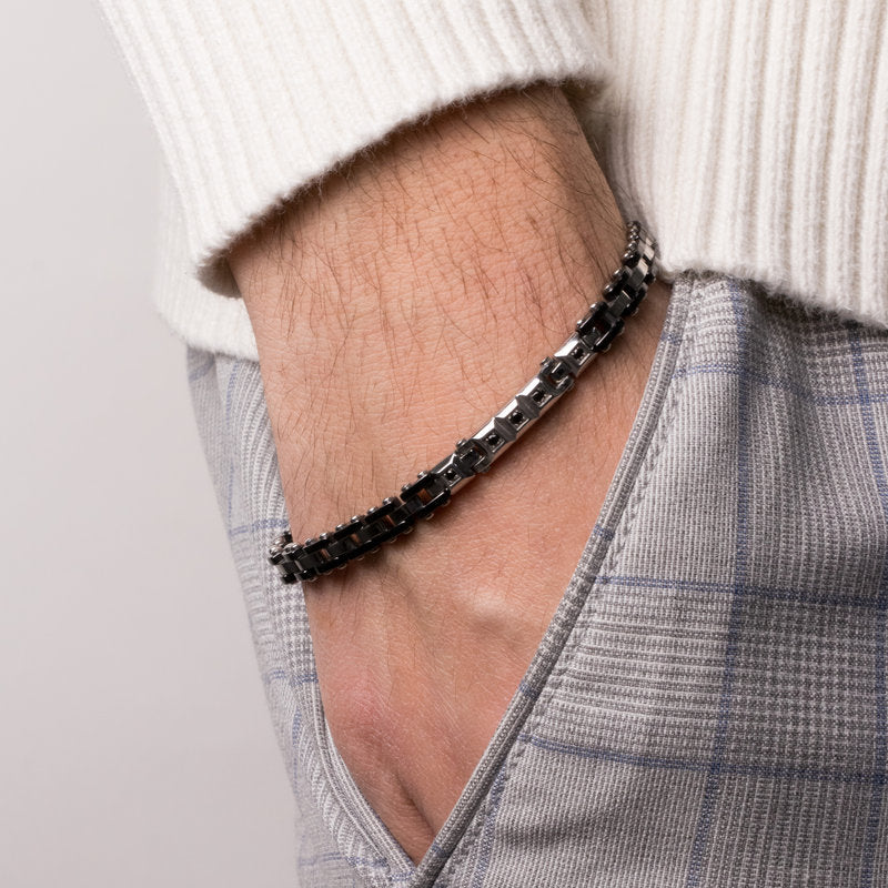 Bracciale in Acciaio bicolore bianco/nero IJEWEL - gioiello BySimon