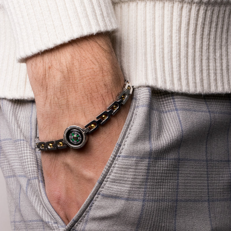 Bracciale in Acciaio con ciondolo bussola IJEWEL - gioiello BySimon