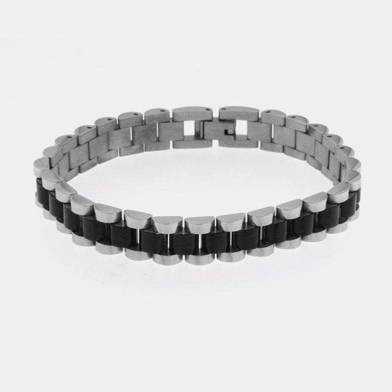 Bracciale in Acciaio maglia jubilee bianco/nero