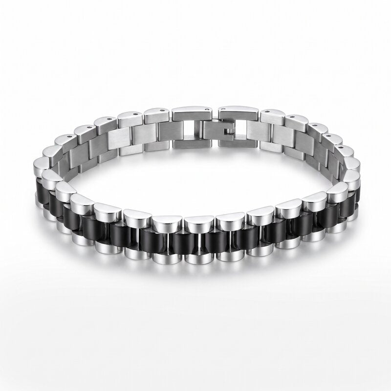 Bracciale in Acciaio maglia jubilee bianco/nero - BYSIMON gioielli