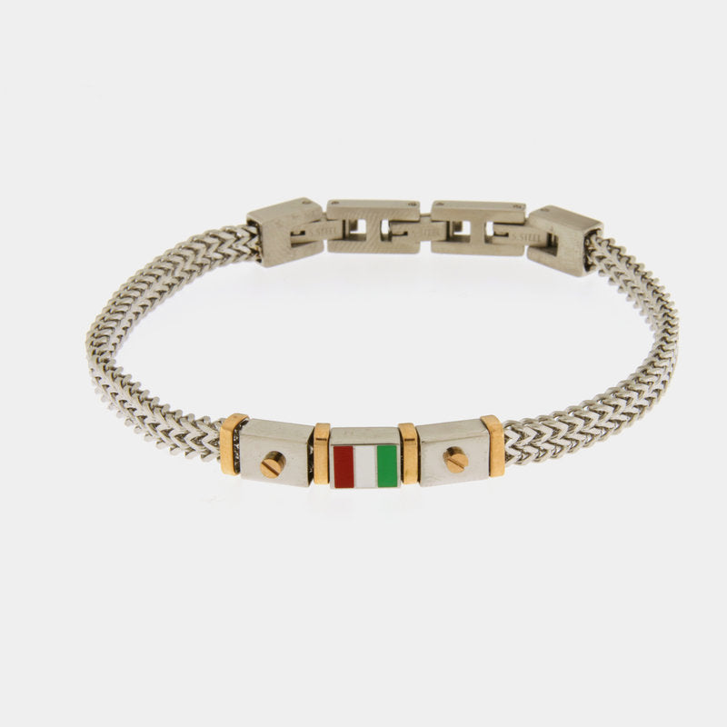 Bracciale in Acciaio con bandiera italia