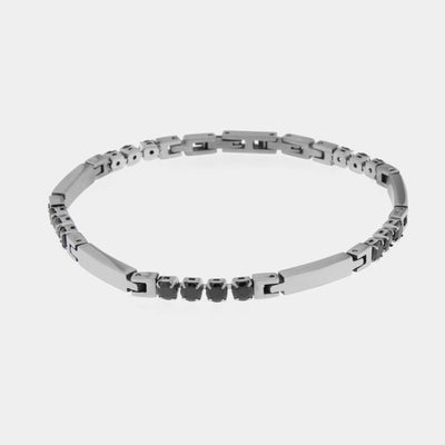 Bracciale in Acciaio con pietre nere IJEWEL - gioiello BySimon