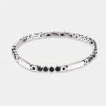 Bracciale in Acciaio con pietre nere IJEWEL - gioiello BySimon