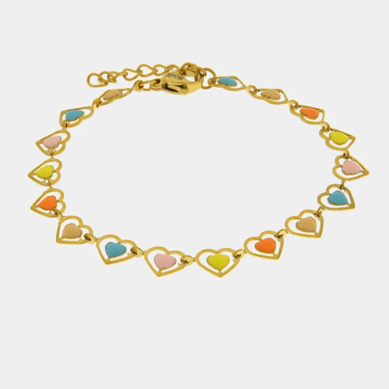 Bracciale in Acciaio con cuoricini colorati