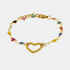 Bracciale in Acciaio con cuore centrale e cuori laterali colorati