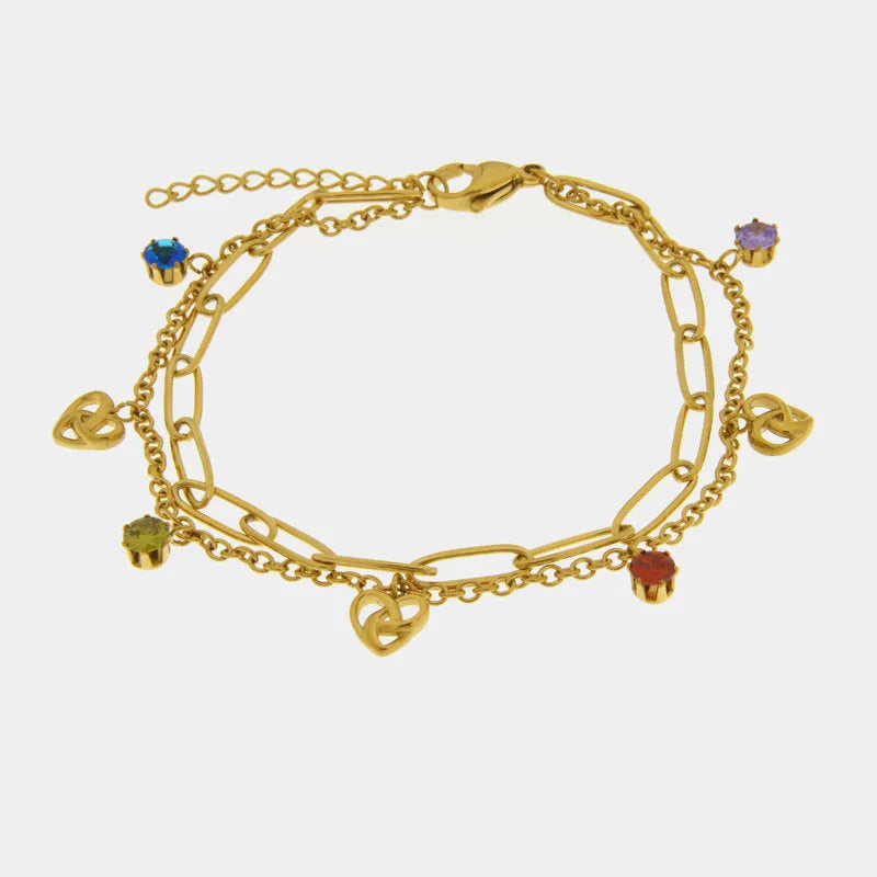Bracciale in Acciaio con pedenti colorati - BYSIMON gioielli