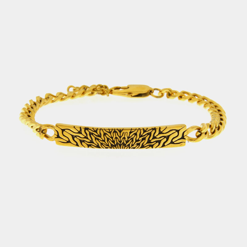 Bracciale in Acciaio con piastra rettangolare placcato oro IJEWEL - gioiello BySimon