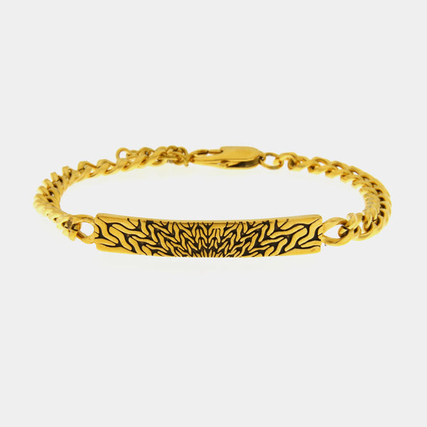 Bracciale in Acciaio con piastra rettangolare placcato oro IJEWEL - gioiello BySimon