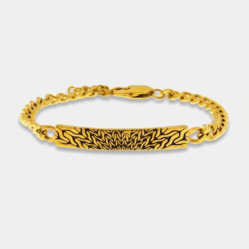Bracciale in Acciaio con piastra rettangolare placcato oro IJEWEL - gioiello BySimon