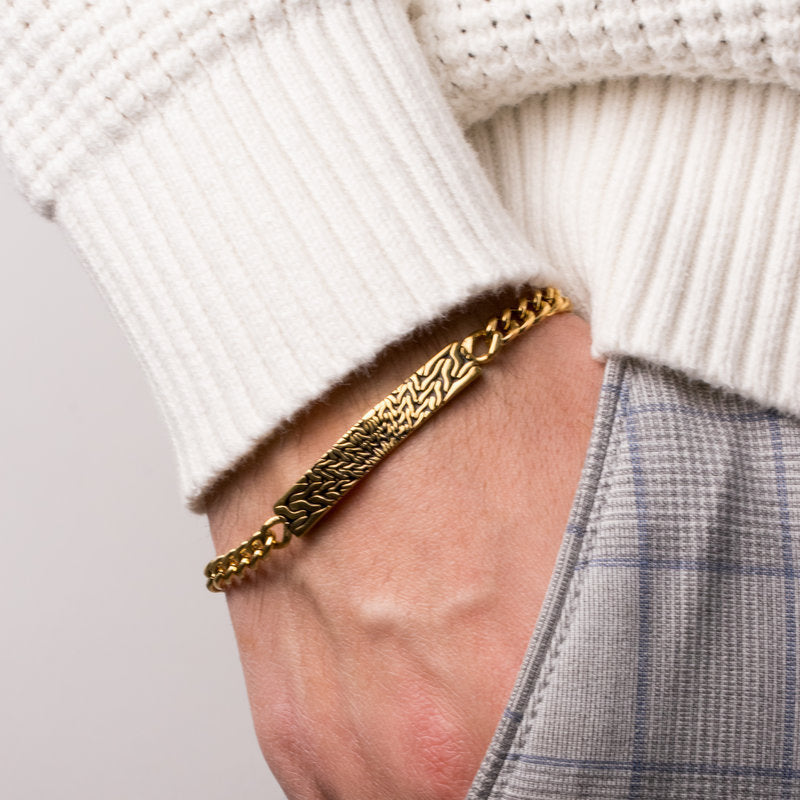 Bracciale in Acciaio con piastra rettangolare placcato oro IJEWEL - gioiello BySimon