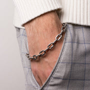 Bracciale in Acciaio a catena placcato argento