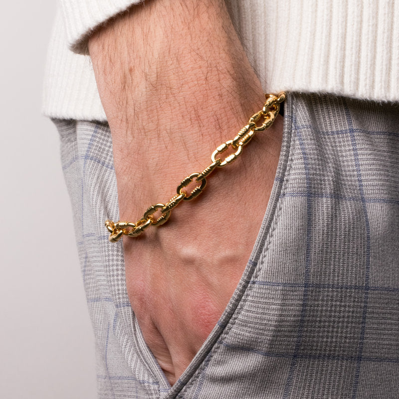 Bracciale in Acciaio a catena placcato oro IJEWEL - gioiello BySimon