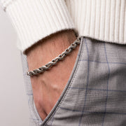 Bracciale in Acciaio a catena placcato argento