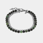 Bracciale in Acciaio doppio filo con pietre nere IJEWEL - gioiello BySimon
