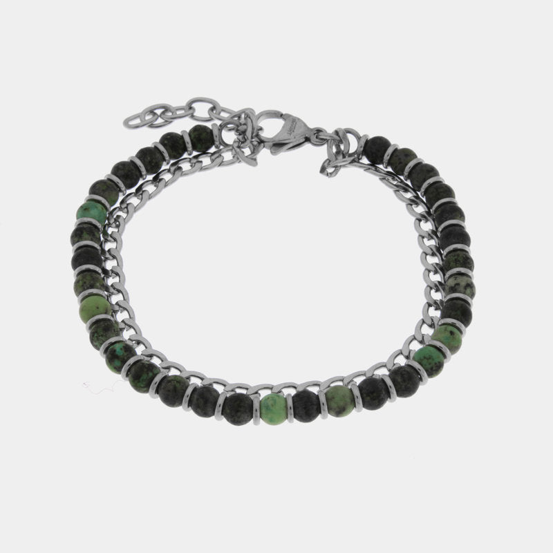 Bracciale in Acciaio doppio filo con pietre nere IJEWEL - gioiello BySimon