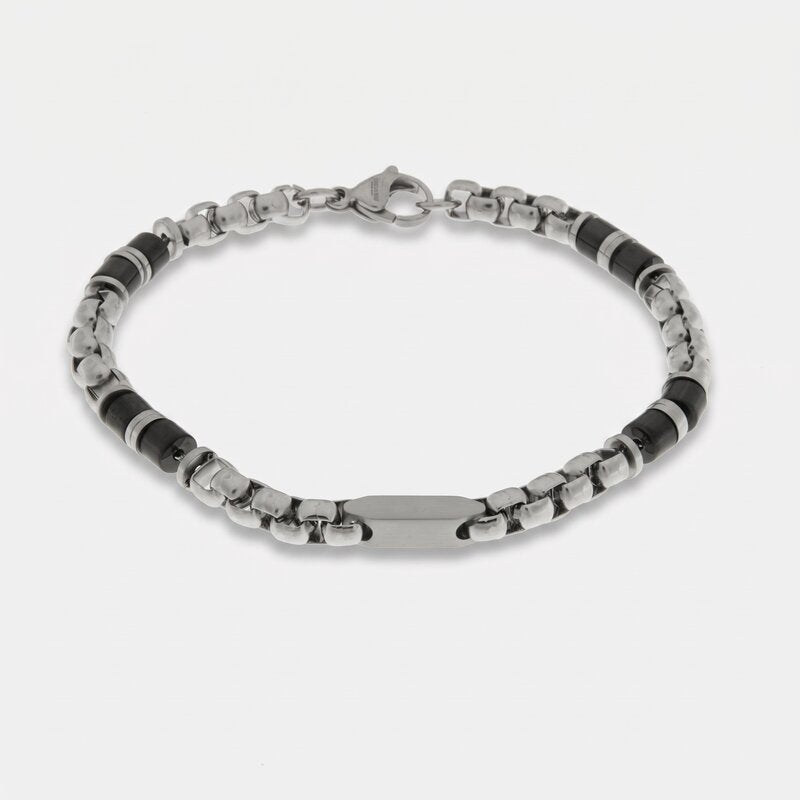 Bracciale in Acciaio con pietre nere IJEWEL - gioiello BySimon