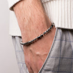 Bracciale in Acciaio con pietre nere IJEWEL - gioiello BySimon