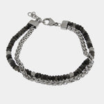 Bracciale in Acciaio doppia catena con pietre nere IJEWEL - gioiello BySimon
